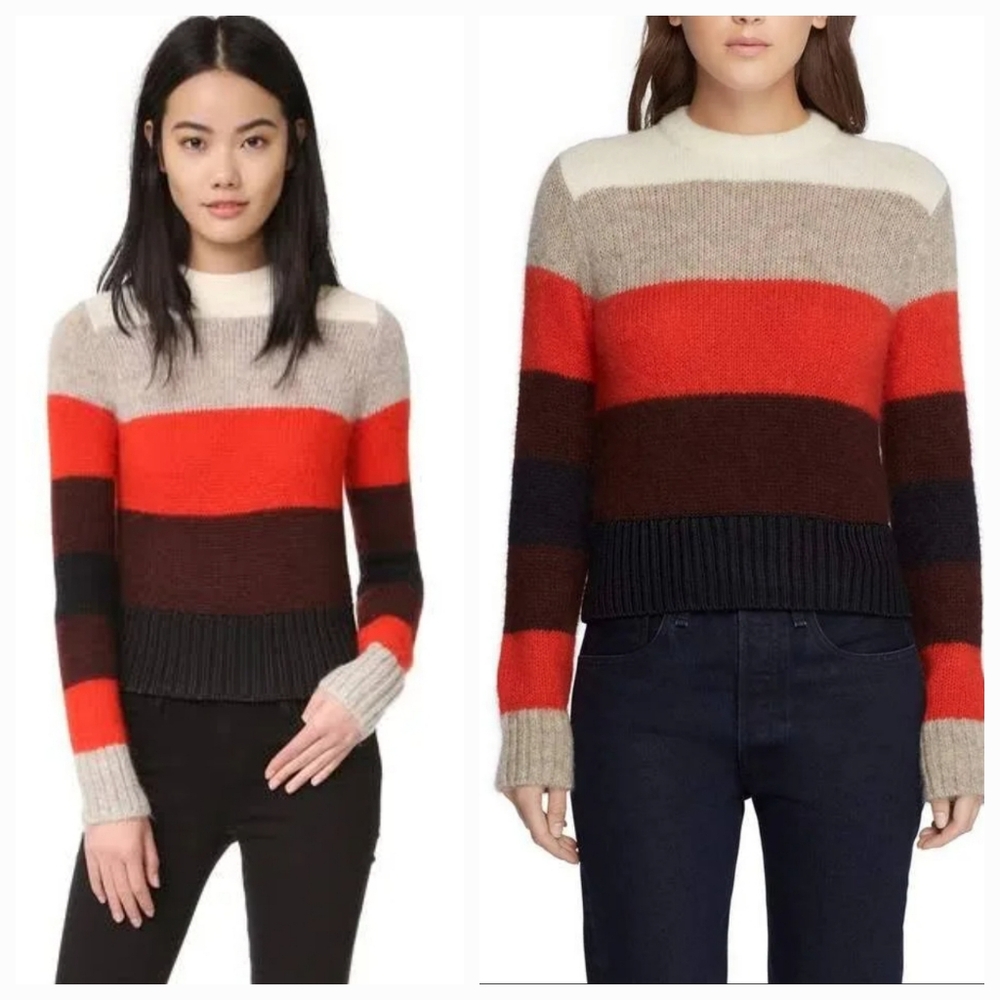 Rag & Bone Colorblock Striped Merino Wool & Angora  Sweater Size XS